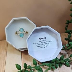 Calista Luna Gold and Aquamarine Ring